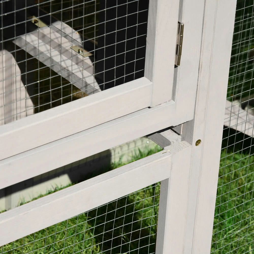 Topcobe Outdoor Rabbit House 83" 2 Story Deluxe XL Wooden Rabbit Hutch Big Bunny Cage w/ Ladder and Run, Outside Pet Shelter, Small Animal Habitat, Gray