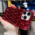 thumbnail image 4 of Water Ripple Plating Case for iPhone 13 Pro Max Soft TPU Shockproof Camera Protective Back Cover for Women Girl Glossy Water Wave Phone Case for iPhone 13 Pro Max 6.7 Inch Red, 4 of 13