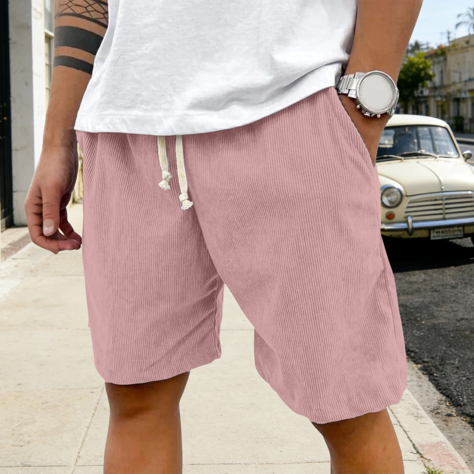 FUZHIQ Men's Gym Shorts 9 Inch Inseam Comfort Stretch Black Shorts