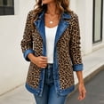 thumbnail image 5 of Women's Leopard Jean Jacket Long Sleeve Button Down Denim Jacket Coat with Pockets Women's Fall 2026 Outfits(Khaki,XXL), 5 of 8
