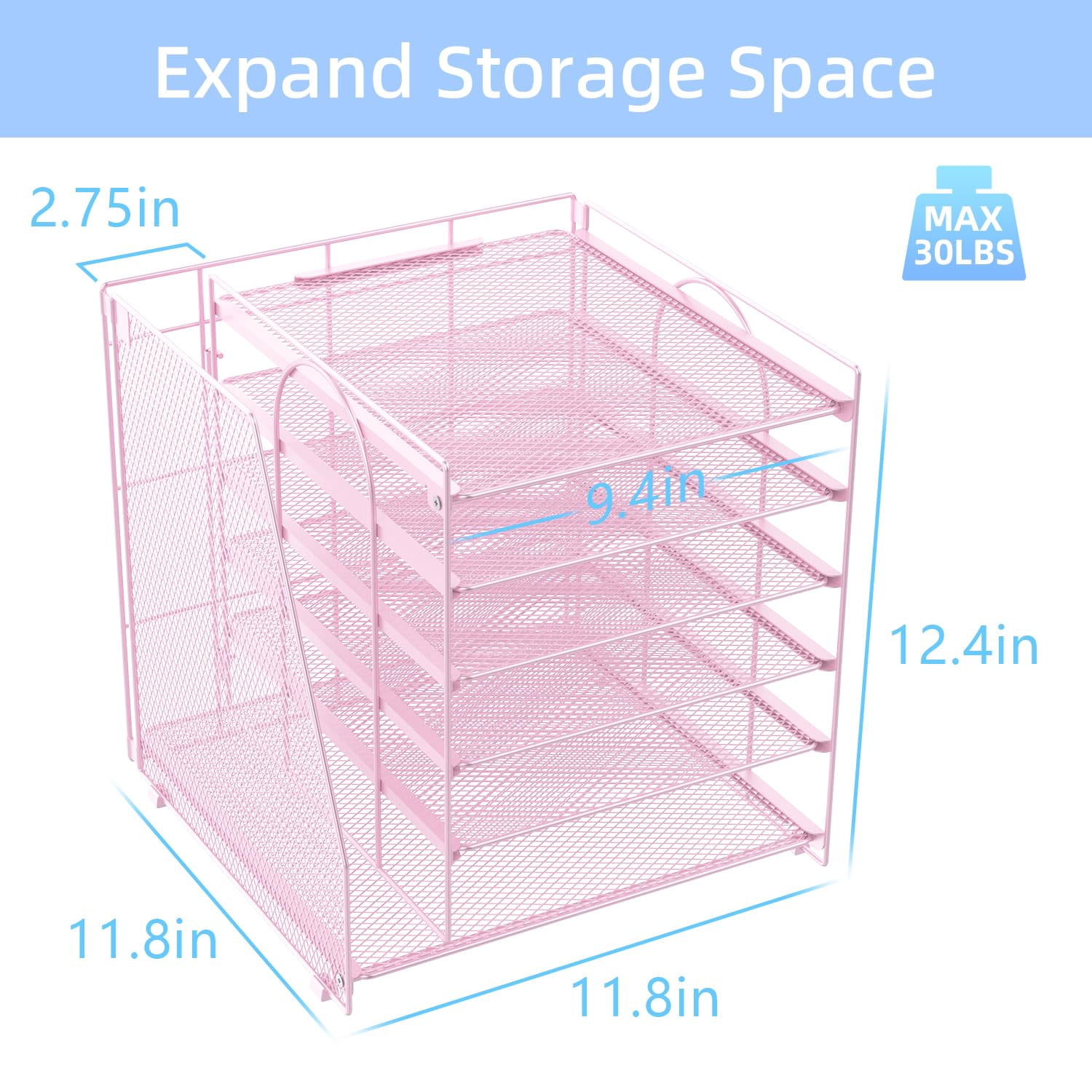 6-tier Paper Organizer With Magazine Holder  Desk Organizers And Accessories & Workspace File For Office Supplies Storag (pink 6-tier)