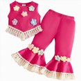 thumbnail image 1 of Ymyiu Teen Girls Trendy Stuff Clothes Newborn Baby Girl Clothes Infant Girl Outfits Short Sleeve Ruffle + Pants + Headband Set 2T 3T(Hot Pink, 2-3 Years), 1 of 7