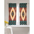 thumbnail image 3 of Boho Tier Curtains 45 Inch Length,Sheer Curtains for Bedroom Living Room Window Brown Turquoise Abstract Tribal Ethnic Geometric Voile Drapes Kitchen Curtains Small Half Window 27.5"x45" 2 Panels, 3 of 7