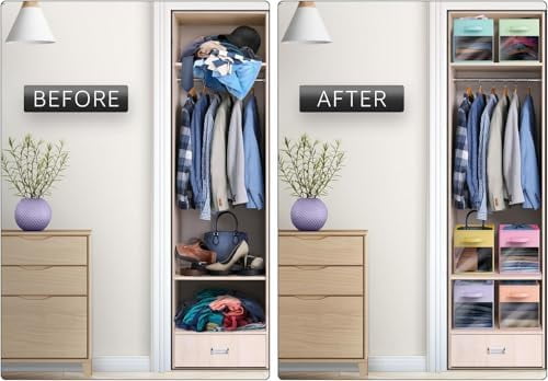 13 Inch Storage Bins with Clear Window - 6 Foldable Baskets for Organizing Clothes, Toys, Books - Sturdy Collapsible Fabric Storage Cubes with Handle - Storage Baskets for Shelves, Closets