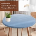 thumbnail image 4 of Blue Striped Round Tablecloth, Fitted Table Cover with Elastic for 55"-60" Round Tables, Modern Minimalist Ombre Vertical Stripes Table Cloth Outdoor Indoor Dinning Party Waterproof Tablecloths, 4 of 7
