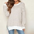 thumbnail image 5 of Levmjia Women's Striped Long Sleeve Sweater Crewneck Drop Shoulder Loose Fit Casual Pullover Top for Fall Winter, 5 of 6