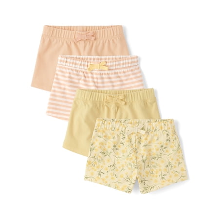 The Children's Place Toddler Girls Everyday Printed Assorted Shorts, 4-Pack, Sizes 12M-5T