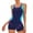 Blue, variant on Comfortable High Neck One Piece Swimsuit - Women's Secure Bathing Suit with Wide Straps for Swimming & Relaxation