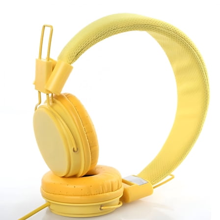 GJX Kids Headphones with Microphone, Noise Cancelling on-Ear Earphones, Yellow