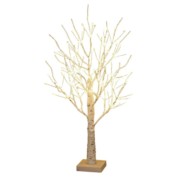 144 LED Artificial Tree Lamp, LED Birch Tree Light, 23.6-inch Lighted White Birch Tree, USB/Battery Powered Christmas Tree with Bendable Branches for Christmas Home Wedding Party Decoration