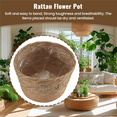 thumbnail image 4 of Straw Weaving Flower Plant Pot Wicker Basket Rattan Flowerpot Storage Handmade Woven Planter M, 4 of 9