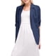 thumbnail image 2 of Chaqueta de Trabajo Informal Ligera para Mujer, con Solapa, Mangas Cuartos, Plisada Elástica, Forrada y Bolsillos Azul Oscuro XL, 2 of 9