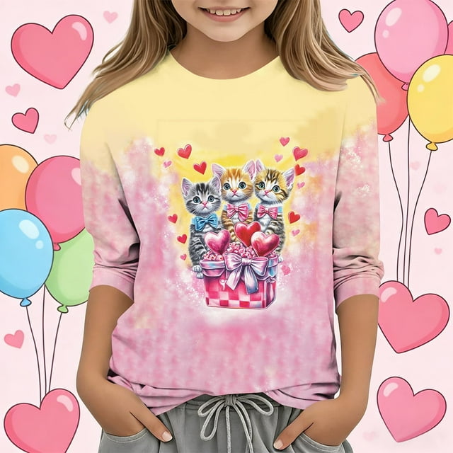 Blusas y camisas de cuello redondo y manga larga para niños, lindas y divertidas camisetas con cuello redondo y manga 3/4, camisetas para niños