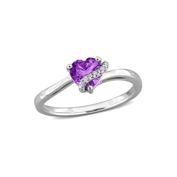 Gem & Harmony 1/2 Carat (Ctw) Amethyst Heart Ring in Sterling Silver for Women