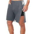 thumbnail image 2 of Yunliwuli Men's Casual Summer Shorts, Patchwork Elastic Waist Loose Short Pants with Side Buttons and Side Pockets, 2 of 4