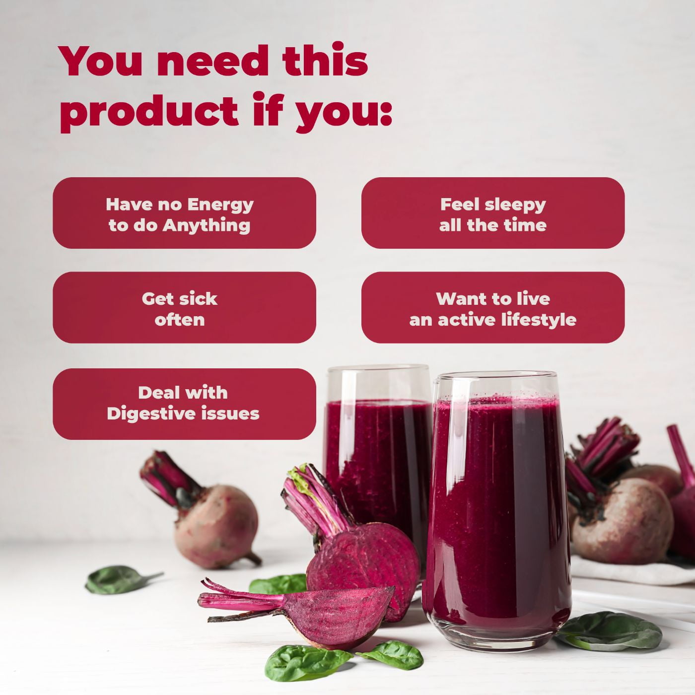 Reds Superfood Powder with Probiotics, 5 Digestive Enzymes, Beets & Ashwagandha Powder - Boost Drink for Body’s Detox & Cleanse by PureHealth Research