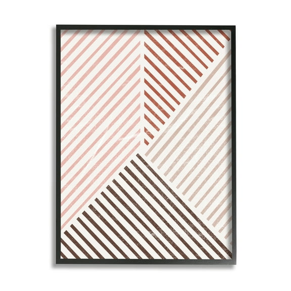 Stupell Neutral Tones Asymmetrical Stripes Abstract Painting Black Framed Art Print Wall Art