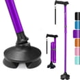 thumbnail image 1 of Bastón Rehaescort para hombre y mujer: plegable, ajustable, ligero, para personas mayores, con equilibrio, de pie, punta pivotante, mango suave, con bolsa de viaje (morado), 1 of 5