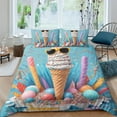 thumbnail image 1 of 3D Ice Cream Printed Comforter Cover Set Children Adult Unique Design Bedding Set Bedroom Decor,California King (98"x104"), 1 of 5
