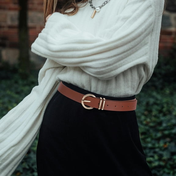 NIAIZEK Ladies Jeans Belt Faux Chic Belt Light Brown 1Pcs Daily Life and Parties