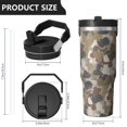 thumbnail image 4 of Camouflage 30oz Handheld Travel Tumbler with Handle – Double Wall Stainless Steel Insulated Cup, Flip Straw Lid, Leak-Proof & BPA-Free for Hot and Cold Drinks – Durable Coffee & Juice Mug Black, 4 of 6