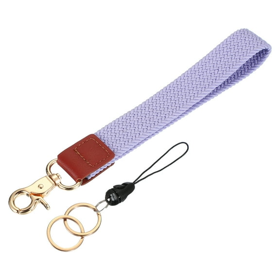 Uxcell 7.2" Keychain Wristlet, Key Chain Wristlet Bracelet Braided Wrist With Double Rings Light Purple