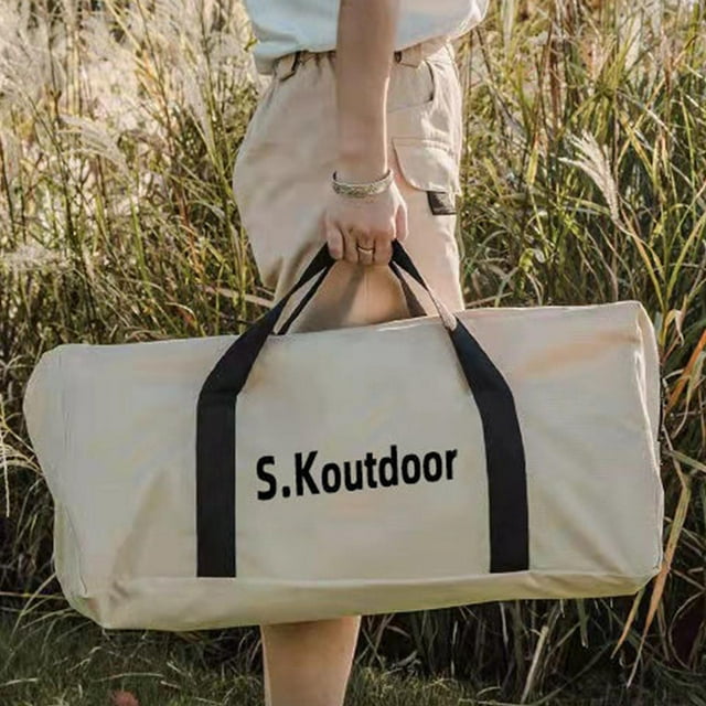 Bolsa de Almacenamiento para Tiendas de Campaña Fabricada en Resistente Tela Oxford con Asa de Transporte, Accesorio para Actividades Al Aire Libre, C Beige Blanco L