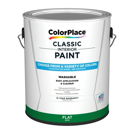 ColorPlace Classic Interior Wall & Trim Paint, Flat, Accent Base, 1 Gallon