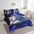 thumbnail image 2 of White Tiger 7 Pieces Bedding Set Twin,Purple Blue Starry Glitter Galaxy Mystic Bed in a Bag ,Natural Wild Animal Universe Wildlife Trippy Comforter Set with Sheets,Pillow Covers, 2 of 5