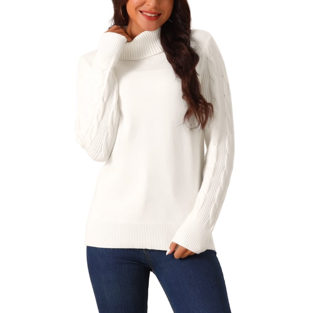 Suéter casual de manga larga de cuello alto INSPIRE CHIC para mujer, suéter grueso y cálido, top S color albaricoque