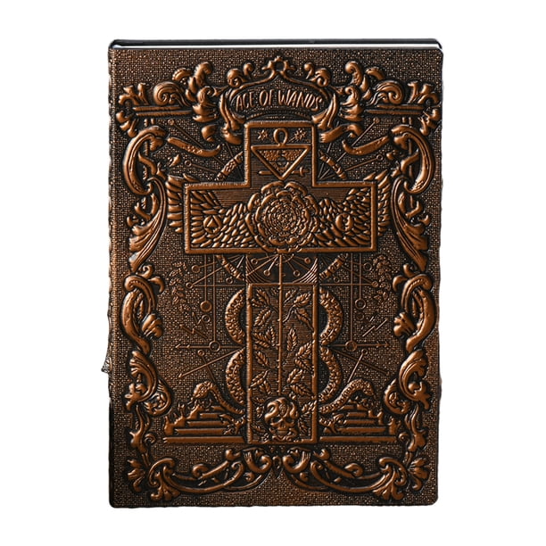 Cuaderno de escritura estilo antiguo con imagen de cruz en relieve, tamaño A5, diario rayado, 100 hojas Bronce rojo