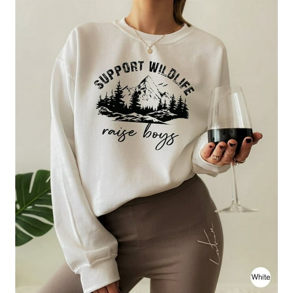 Support Wildlife Raise Boys Sweatshirt, Cute Gift for Newly Mom, Mom Life Hoodie, Funny Mom's Shirt, Mom of Boys TShirt, E6884