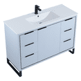 thumbnail image 3 of Fine Fixtures Opulence Collection 48 in. W x 18 in. D x 33 in. H Bathroom Vanity in Pastel Blue with White Ceramic Sink - Black hardware, 3 of 9