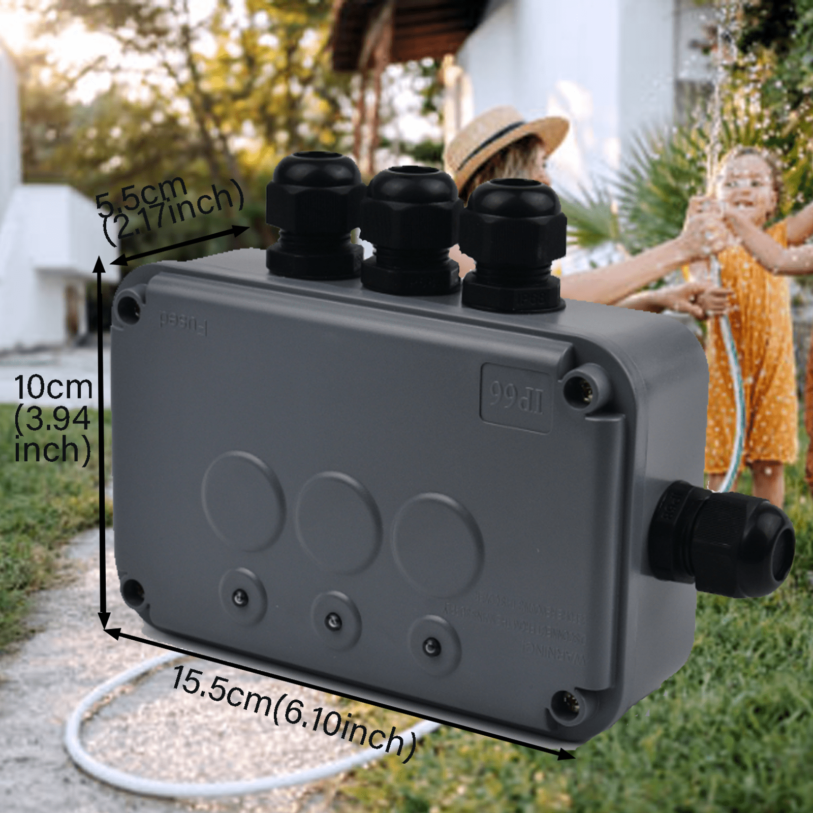 Upgraded Smart Wireless Heavy-Duty Waterproof Outdoor Electrical Box IP66 ,WiFi Smart Switch Box,3 gang Work with Tuya/Smart Life 110V-220V,for Garden Outdoor Hose,1PK