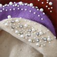thumbnail image 3 of Beret Hat for Women, French Pearl Rhinestone Beanie Hat Winter Warm Adjustable Artist Cap 1pcs, 3 of 7