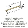 thumbnail image 5 of Amerock Balata 7-9/16 inch (192mm) Center-to-Center Golden Champagne Cabinet Pull, 5 of 6