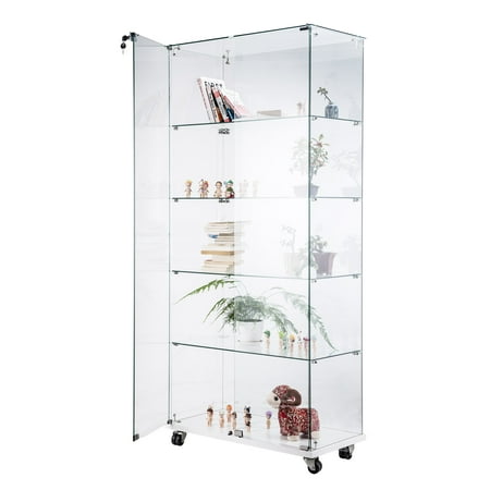 Co Z Tempered Gl Curio Display Cabinets Showcase Free Standing Co Z Tempered Gl Curio Display Cabinets Showcase Free Standing Locking Hinged Doors 5 Shelves