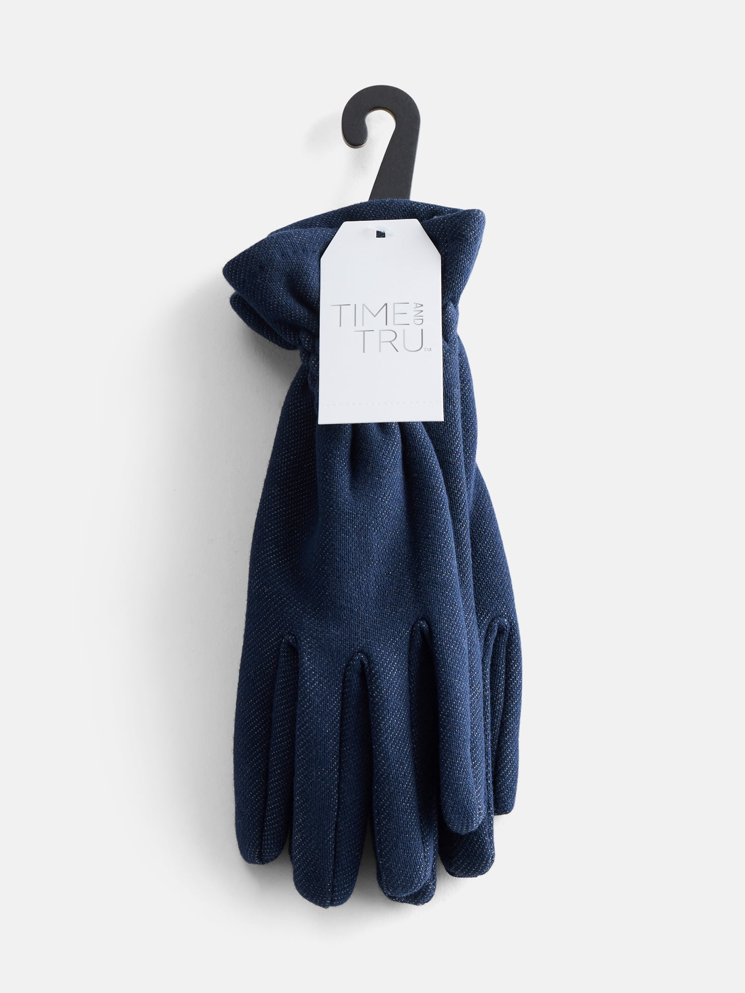 Time and Tru Women's Knit Gloves with Quilted Cuffs, Denim Blue, One Size