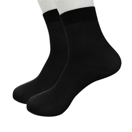 

wendunide 1 Pairs Bamboo Fiber Ultra-thin Elastic Silky Short Silk Stockings Men Socks Black