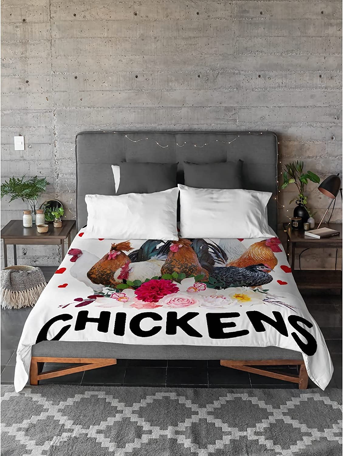 Just A Girl Who Loves Chicken Blanket,Flannel Throw Blanket Ultra Soft Micro Lightweight Flannel Blanket Bed Couch Living Room All-Season 80"x60"
