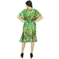 thumbnail image 4 of Bimba Womens Green Forest Print Rayon Caftan Beach Cover Up Sleep Wear Kaftan Dress, 4 of 7