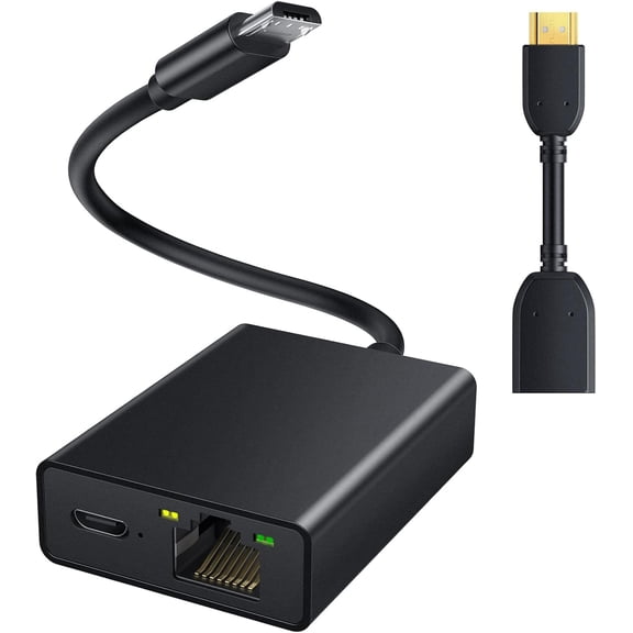 Ethernet Adapter for Fire TV Stick, Micro USB to RJ45 Ethernet Network Adapter Compatible with 4K Fire Stick,Chromecast Google Home Mini and More Streaming TV Sticks with HDMI Cable
