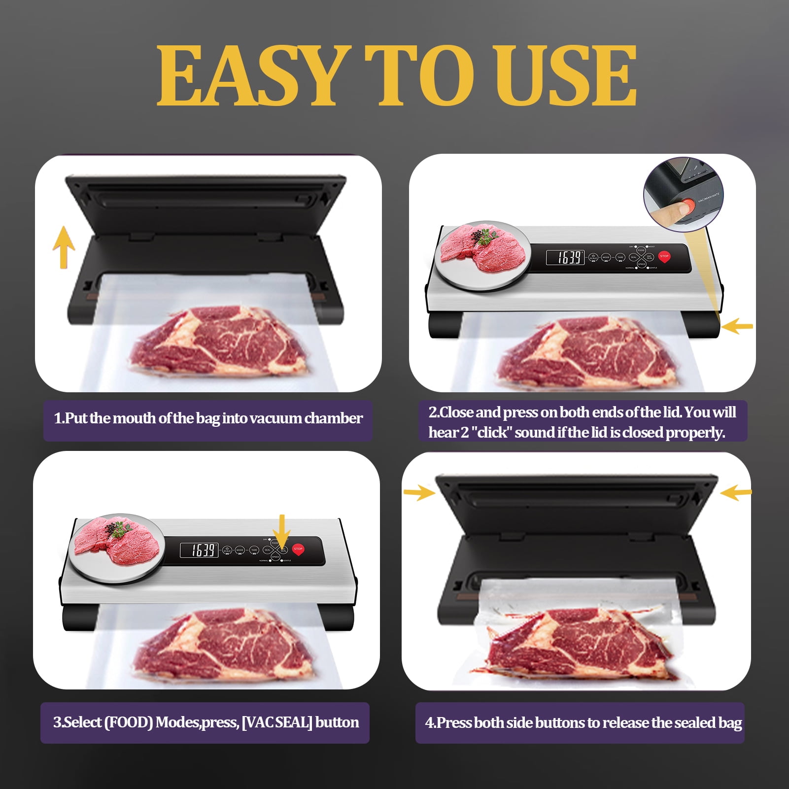 Axidou Vacuum Sealer, 7-in-1 Functions, Sous Vide, Food Storage, Moist & Dry Mode, Pulse Function, Silver