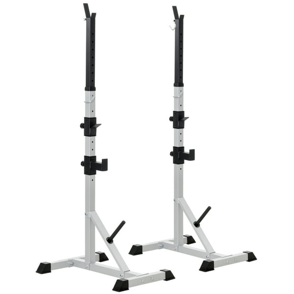 Soozier 2-Piece Pair Steel Height Adjustable Barbell Squat Rack and Bench Press 23" x 29.7" x 69.3"