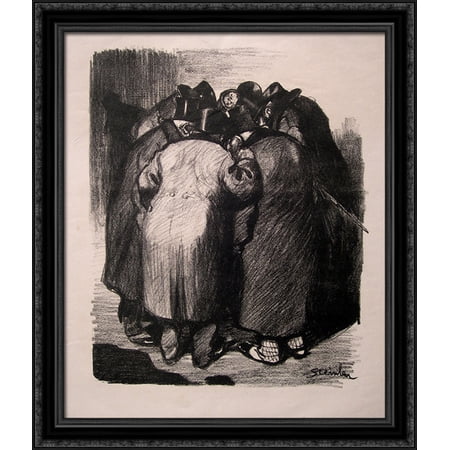 Association de Malfaiteurs 28x32 Large Black Ornate Wood Framed Canvas Art by Theophile Steinlen