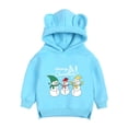 thumbnail image 2 of Otqutp Boys and Girls Long Sleeve Sweatshirt Fall and Winter Christmas Snowman Merry Christmas Print Thickened Hooded Sweater 0-12 Years(Blue,9-10 Years), 2 of 4