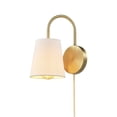 thumbnail image 5 of Novogratz x Globe 10.5 Inch Matte Brass Wall Sconce with Textured White Fabric Shade for Bedroom, 5 of 8