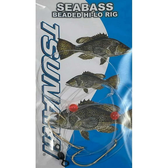 Tsunami Seabass Beaded Hi Lo Fishing Rig Two Hook