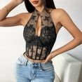 thumbnail image 5 of Lace Halter Back Short Top for Women Chinese Cheongsam Style Halter Neck Tube Top, 5 of 8