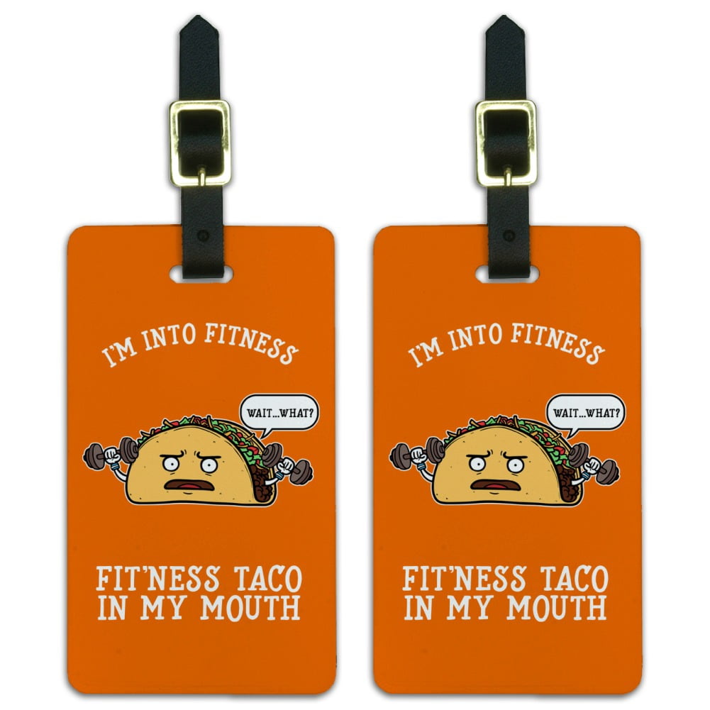 Graphics and More I'm Into Fitness Fit'ness Taco in My Mouth Funny Luggage ID Tags Suitcase Carry-On Cards - Set of 2, Women's, Size: One Size
